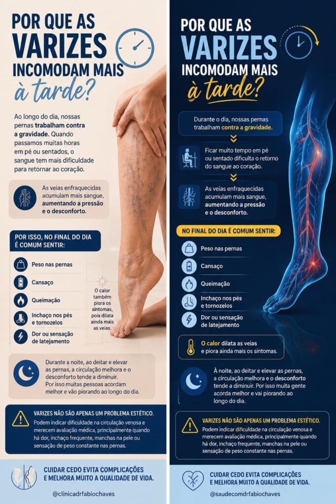 Por que as varizes incomodam mais à tarde?